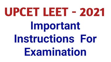 Important Instructions for UPCET LEET 2021 Examination @PolytechnicPathshala