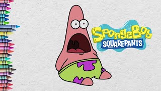 Menggambar Dan Mewarnai Patrick Kaget  - How To Draw Surprised Patrick Star Easy For kids
