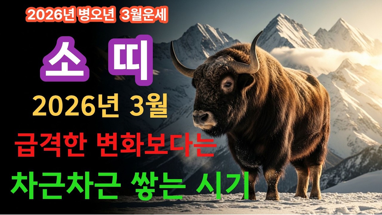 2026년 3월 소띠운세 ⚠️ 성실한 사람에게만 오는 기회