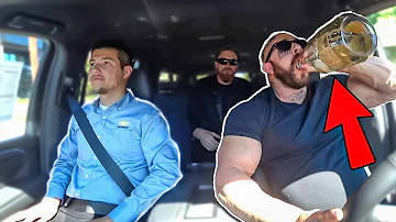 RUSSIAN GANGSTER DRINKING VODKA DURING TEST DRIVE PRANK