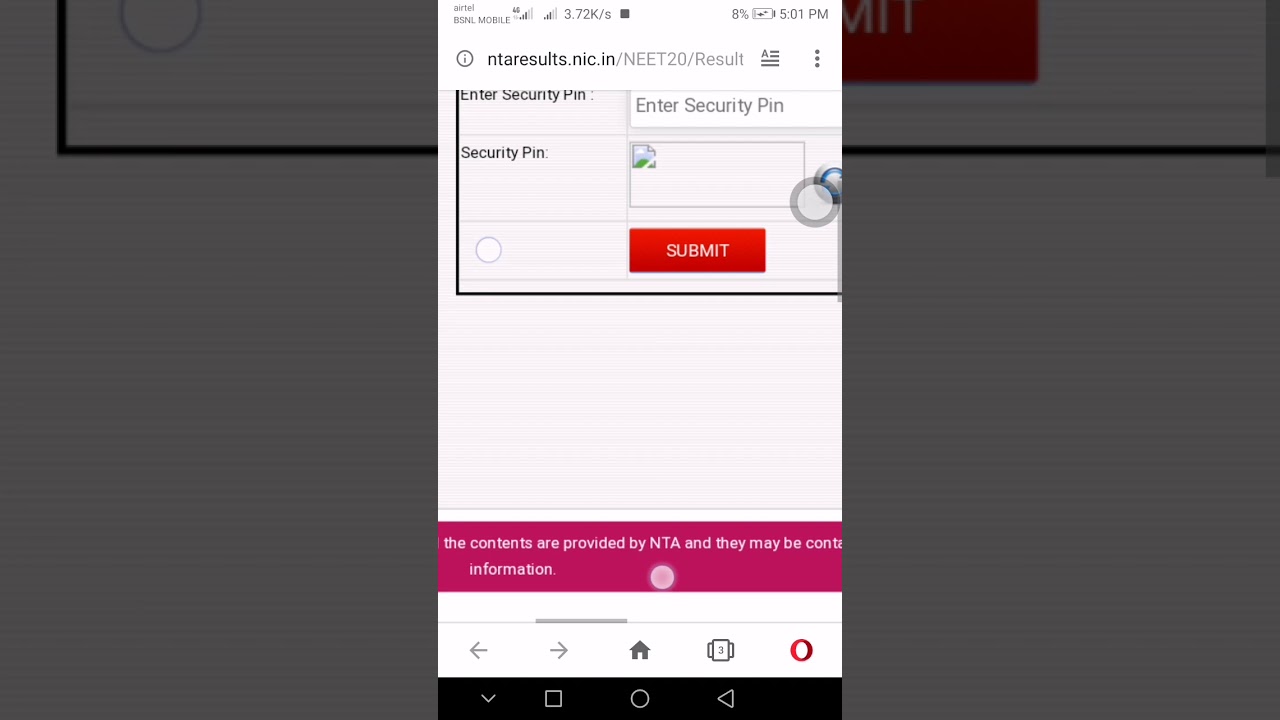 Neet exams 2020 results || security pin image not available(give solution in comments)