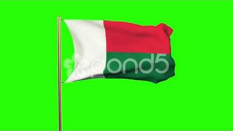 Madagascar Flag Waving In The Wind. Green Screen, Alpha Matte. Loopable