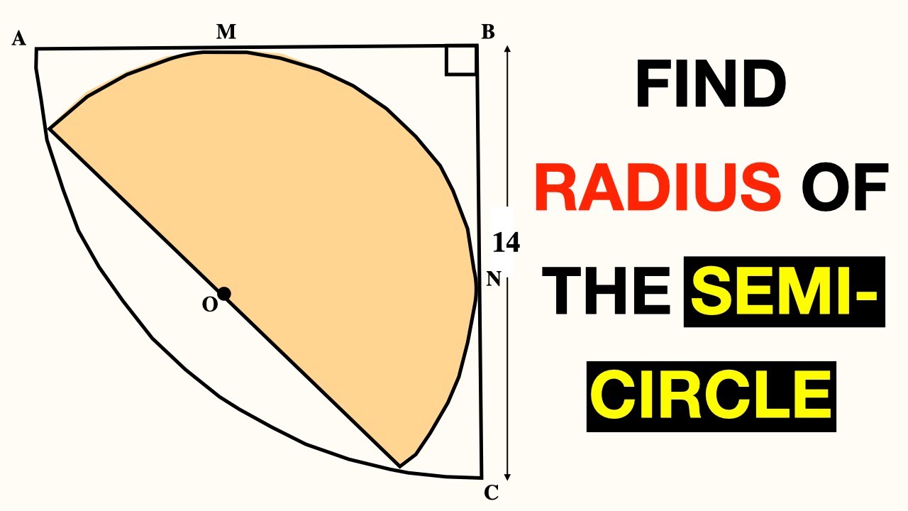 Find radius of the Yellow shaded Semicircle | Radius of the quarter ...