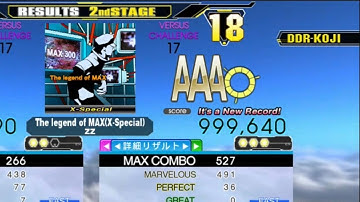 [DDR A] The legend of MAX(X-Special) [Single-CHALLENGE] 999,640 PFC by DDR-KOJI