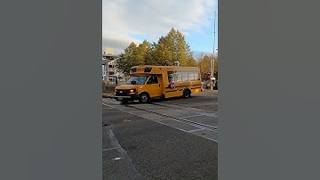 🚌🚌🚌🚌train tracks crossing yellow school bus ASMR#shorts
