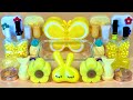 Yellow SLIME | Mixing Makeup, Glitter and Beads into Clear Slime. ASMR Slime.