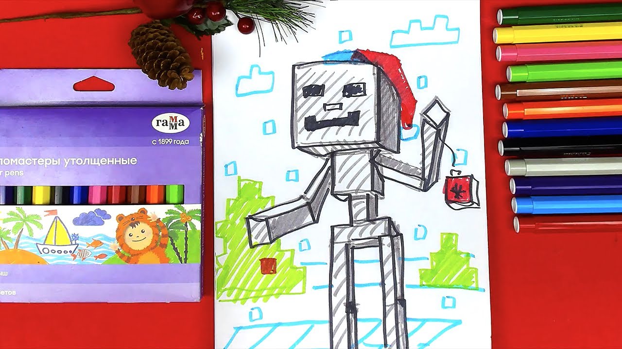 Рыба кит папа рисует майнкрафт