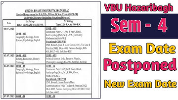 VBU Semester 4 Exam date Postponed | Vbu Semester 4 New Exam Date | Sem 4 Exam Date
