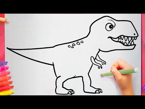 Dinazor Nasıl Çizilir - Sevimli Dinozor Çizimi - Çocuklar İçin Resim Çizme