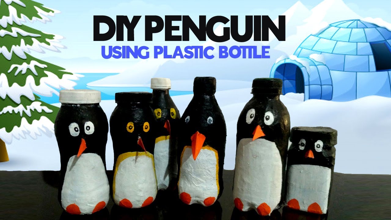 Plastic Bottle Craft Ideas Paper mache Penguin with waste bottle
