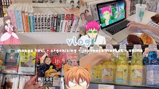 manga haul + shopping, japanese market, organizing my manga collection, boba + anime | vlog