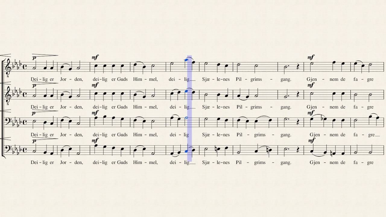 a cappella lyrics Kor af Korsfarere; Deilig er Jorden (Halvorsen) TTBB