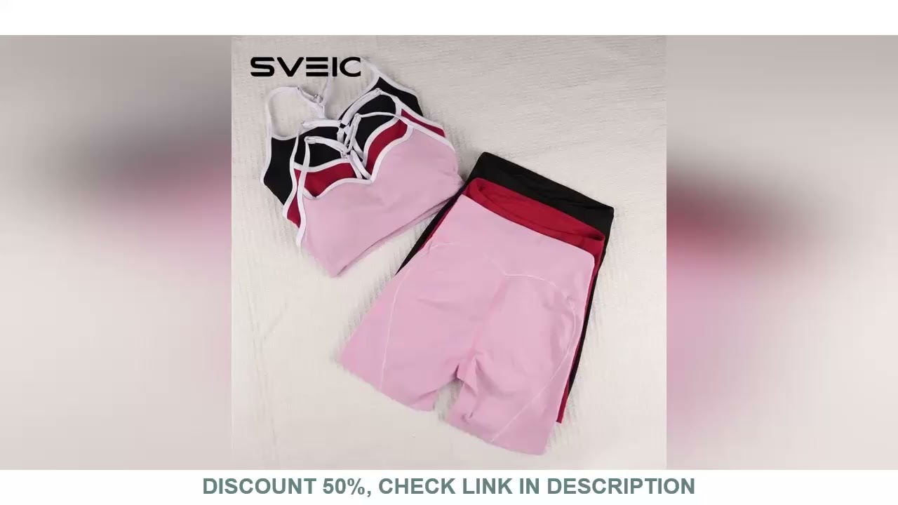 SVEIC Yoga Shorts Sets Fitness Sports Bras Suits Contrasting Color High Waisted Sportswear Workout R