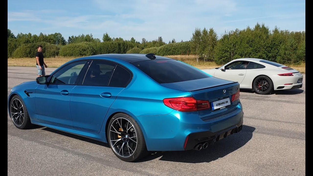 Drag Race Porsche 991 Carrera Gts Mk Ii Vs F90 Bmw M5 Competition And Roll Race 4k 60p Youtube