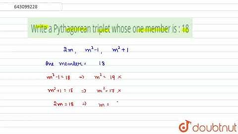 Write a Pythagorean triplet whose one member is  18 | Class 8 Maths | Doubtnut