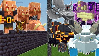 PIGLIN CASTLE vs CATACLYSM & MOWZIE'S MOBS BOSSES (Minecraft Mob Battle)