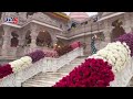 Ram mandir temple stunning visuals  ayodhya ram mandir decorated with flowers  tv5 news