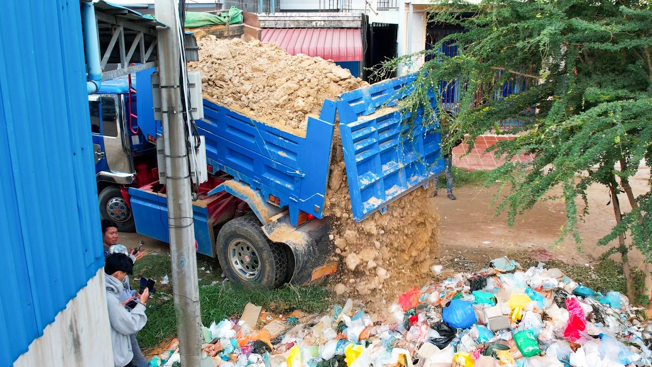 PERFECT Start Project First​! Lowest Soil Huge Water Was Deleting With 5t Dumpers & KOMAT'SU Dozer