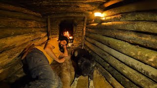 BUSHCRAFT CAMPING; Building SURVIVAL UNDERGROUND Shelter. Warm Stone Bed. Clay Fireplace, Cooking