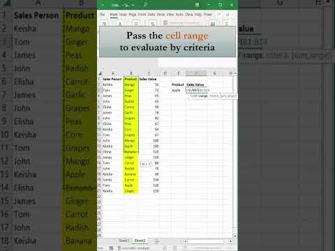 Sum Up Sales Value of a Specific Product using SUMIF Function in Excel