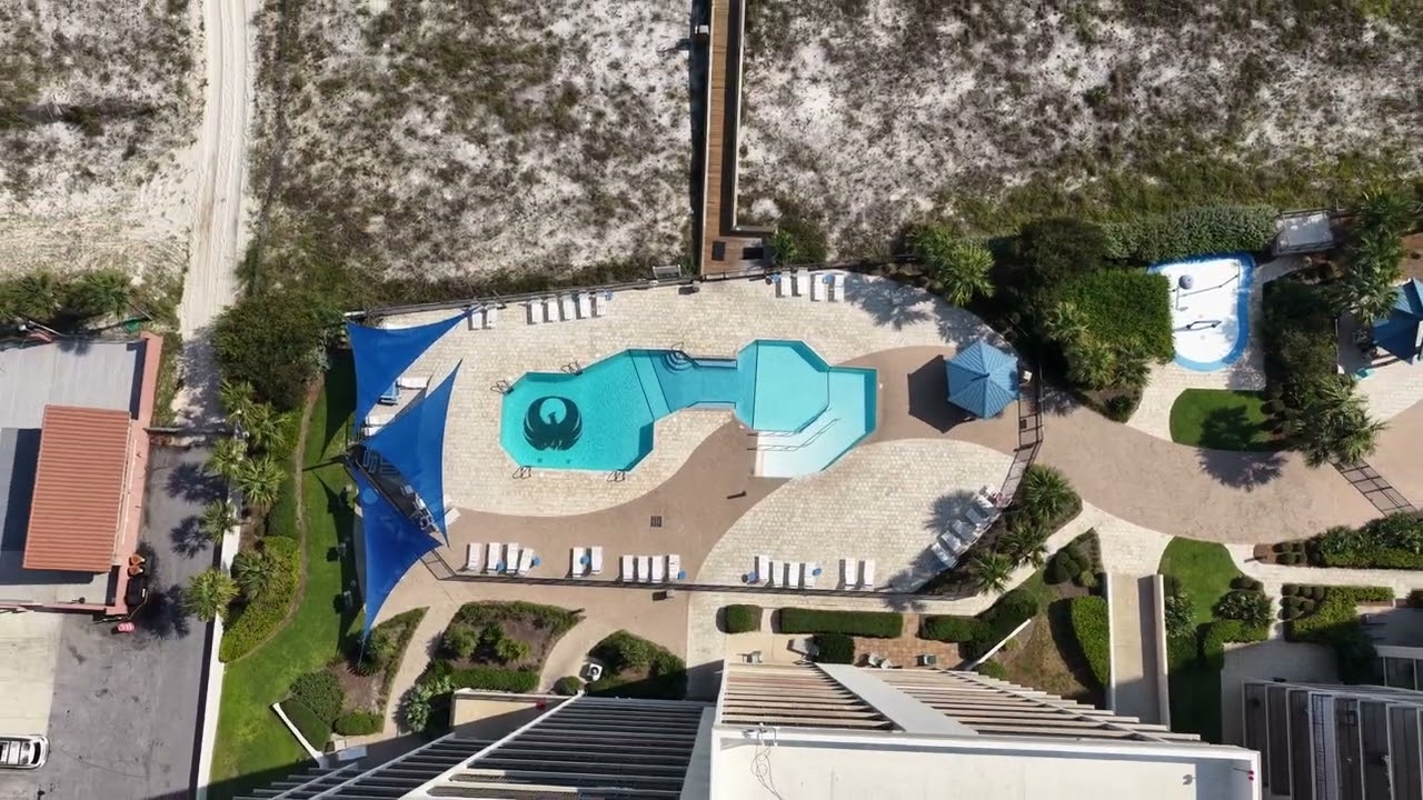 Video thumbnail showing an aerial view of the Phoenix East II condominium in Orange Beach, Alabama