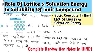 Role Of Lattice Energy And Solvation Energy In Solubility ✓ | Basic Concepts | BSc.Handwritten Notes