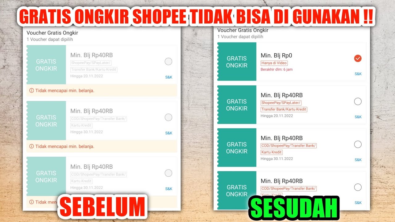 CARA MENGATASI VOUCHER GRATIS ONGKIR SHOPEE TIDAK BISA DI GUNAKAN