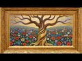 Tree of Life in Wildflower Meadow | Gold Framed 4K Art Screensaver | Decorative TV Wallpaper