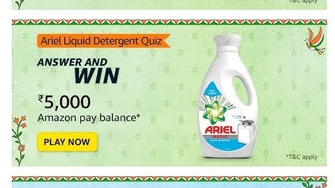 Amazon Ariel Liquid Detergent Quiz | ₹5000 | Today Answers | Amazon Pay Balance | Answers | Win Pay