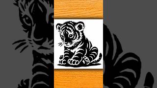 AI Tiger Drawing || Baby Tiger Drawing || cute 3d cartoon tiger Drawing #shorts