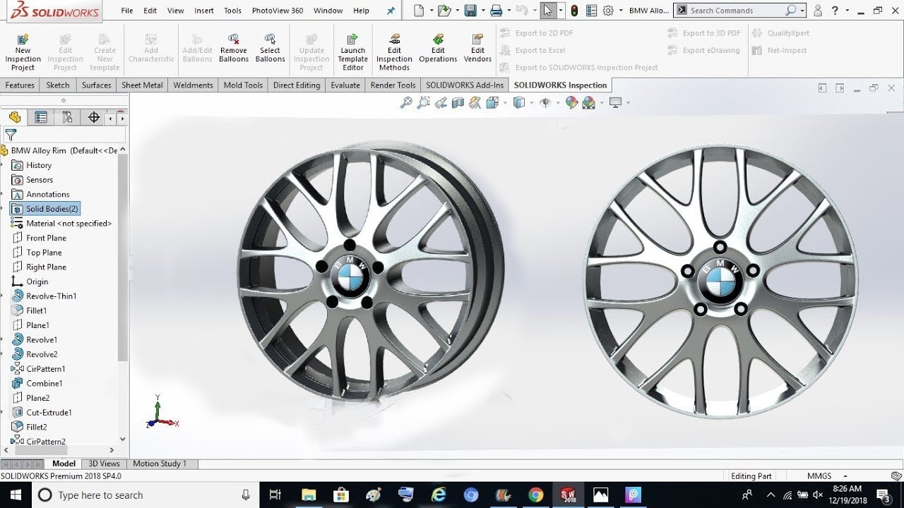 🔴 SolidWorks Tutorial 18 BMW Rim (Wheel) Design YouTube