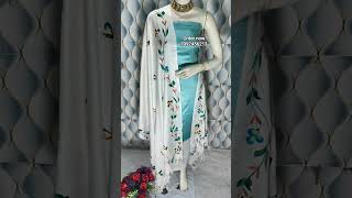 Special for Summer collection beautiful hand painted dupatta with top&amp; bottom #suit#saree#silk#viral