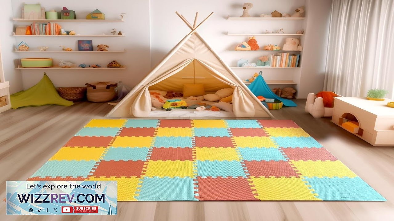 TCBunny Kids Soft EVA Foam Jigsaw Puzzle Play Mat 18 Interlocking Tiles Review