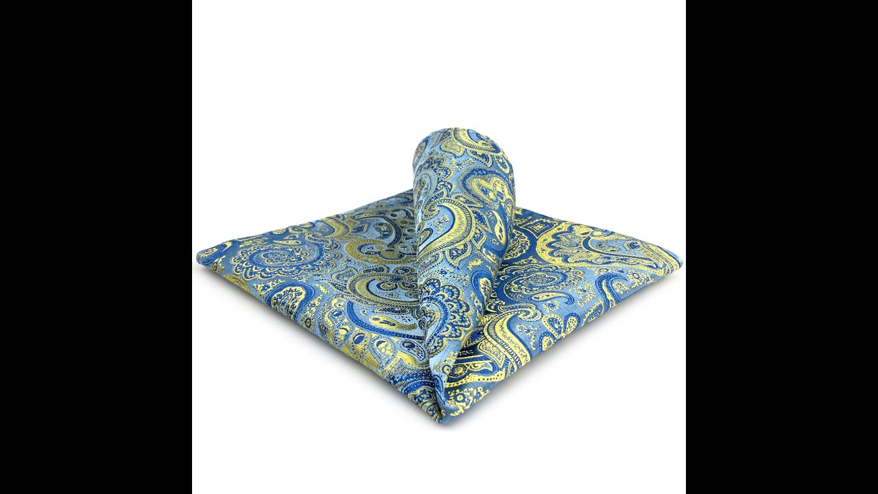 Azure Yellow Paisley Silk Mens Pocket Square YouTube
