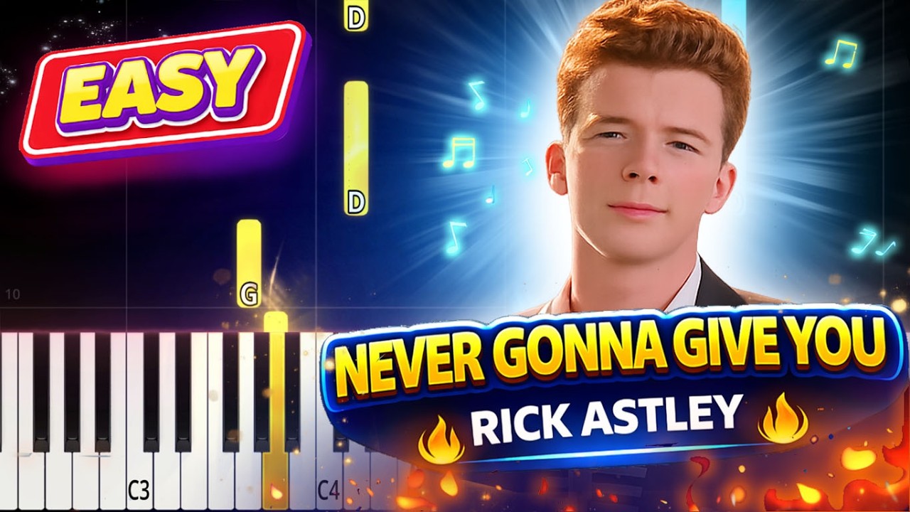 Rick Astley – Never Gonna Give You Up | Easy Piano Synthesia Tutorial (Beginner)