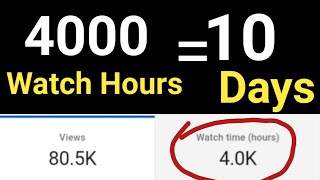 How to Complete 4000 Hours Watchtime in 10 Days in Hindi 2020 | 4000 Watch Time Kaise Pura Kare