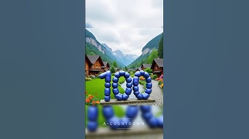 100 to 0 in a magical village  Giant numbers meet serene nature 💙 #CountdownMagic" #NatureVibes #art