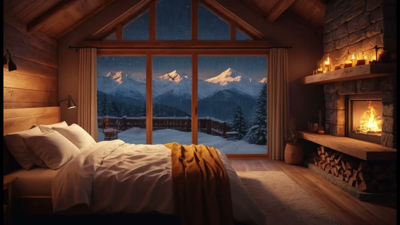 Stormy Rain Night & Warm Fireplace 🔥🌧️ | Deep Sleep White Noise