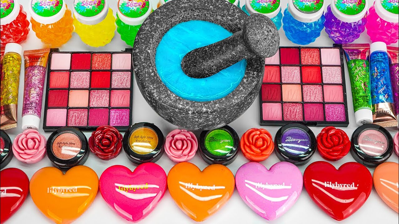 🌈RAINBOW Slime🌈 Mixing random into Glossy Slime I Making Heart Eyeshadow Slime Mixing Glitter #21