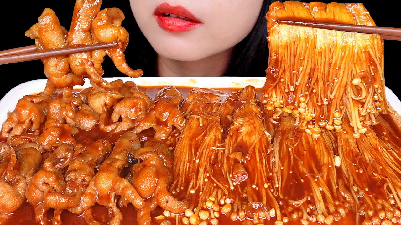 ASMR CEKER PEDAS TANPA TULANG + JAMUR ENOKI PEDAS 🔥🔥