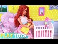 Barbie Girl is Babysitter for Baby Doll and Doggy! Play Toys Stories for Kids