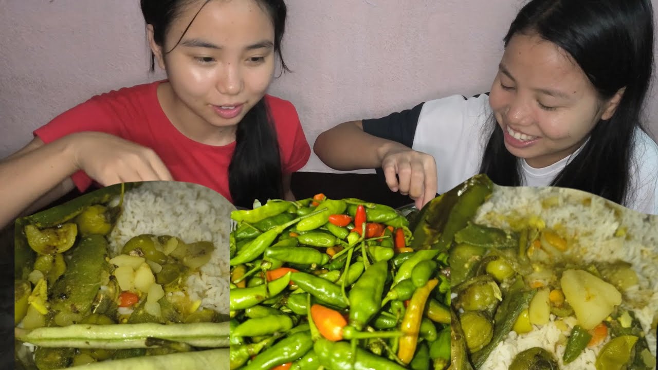 Eating simple dinner boil veggies no meat & lots of chilli🌶️🫑||eatwithchaoticduos||#mukbang#eating 