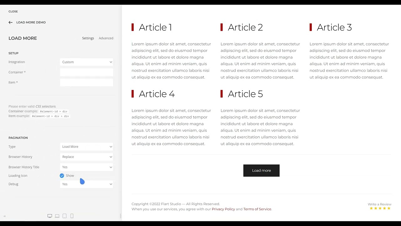 Load More - Custom Integration Type for Flart Studio Elements