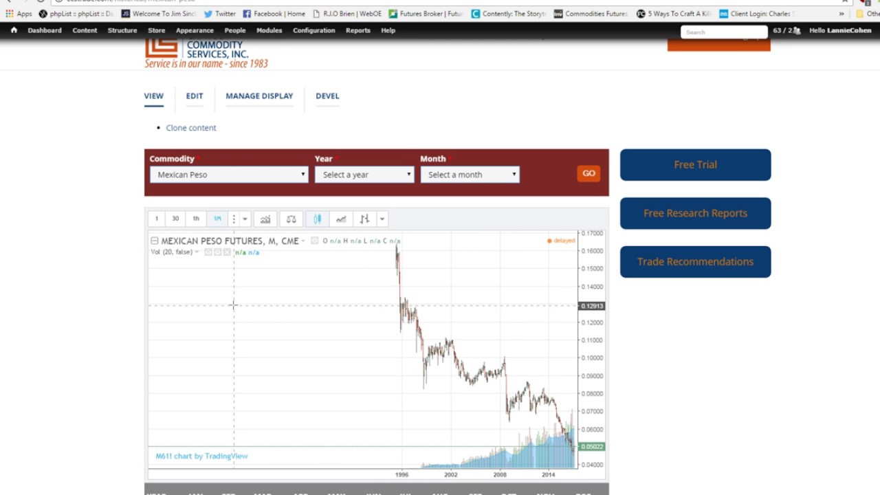 CommoditiesHistorical Mexican Peso Futures Chart YouTube