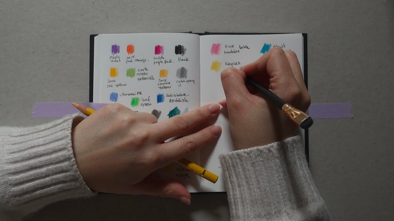 Swatching colored pencils in my sketchbook on a rainy day