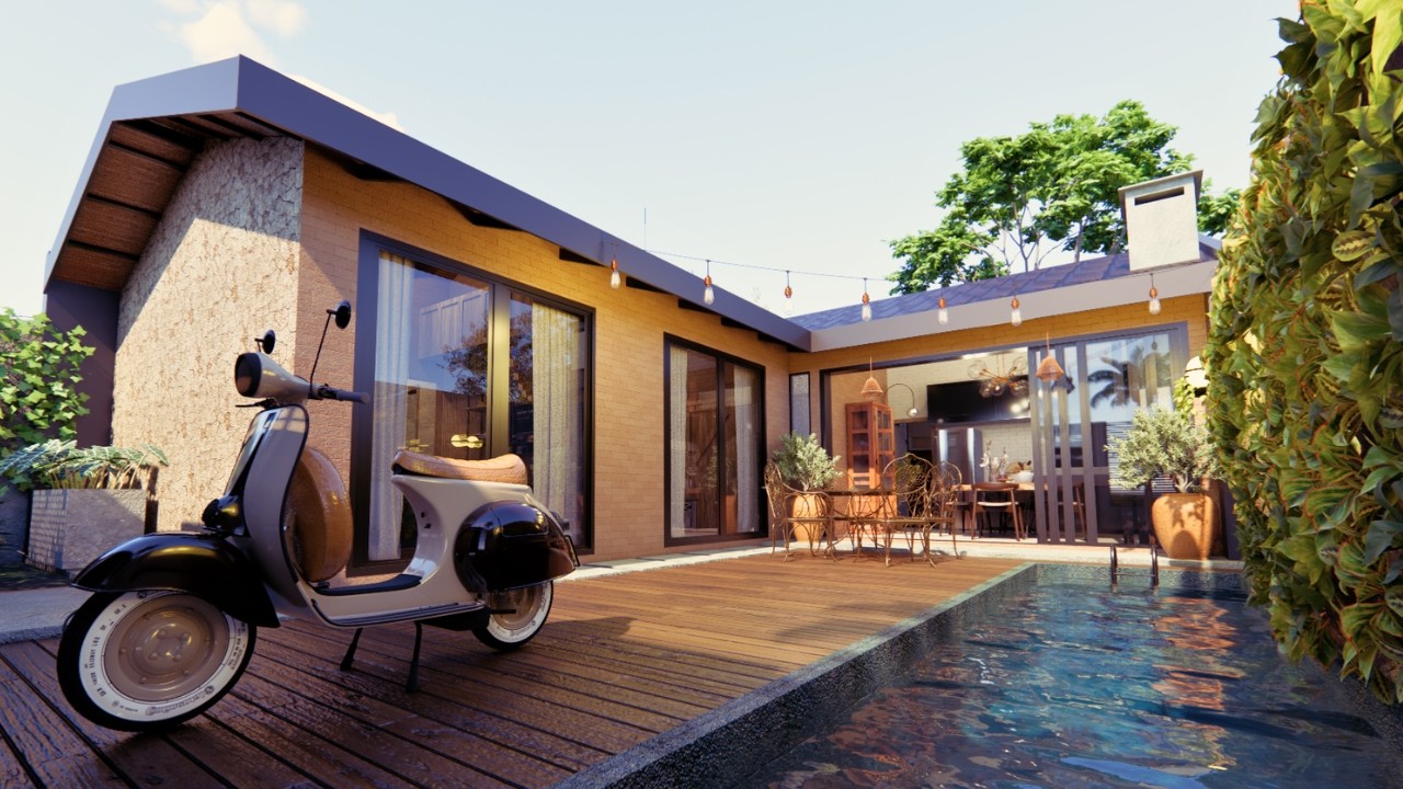 CASA PEQUENA E MODERNA | CASA EM L | CHALÉ - ESTILO INDUSTRIAL