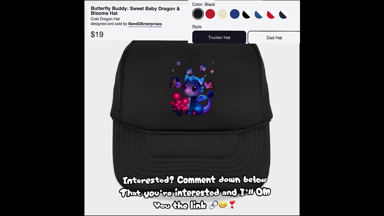 Hat Videos - 🧢 Butterfly Buddy: Sweet Baby Dragon & Blooms – Trucker Hat 🌸🐉