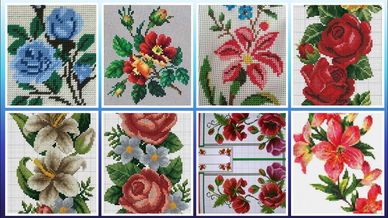 Floral cross stitch Hand embroidery  thick cotton / Beautifull Hand cross stitch