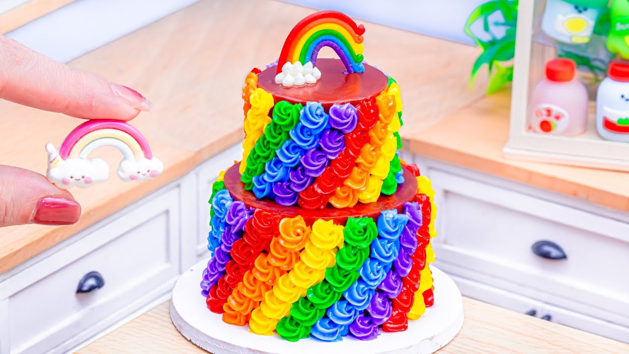 How To Make Mini 2-tier Rainbow Chocolate Cake 🌈 Sweet Dessert Homemade by MiniCake Wonders
