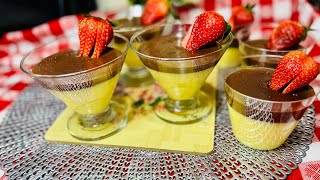 طريقة عمل طبقات المهلبية بالكاسترد و الكاكاو بالشوكلاته | Pudding | Mahalabia with custard and cocoa